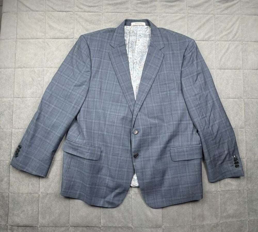Ermenegildo Zegna Cloth Blue Plaid Wool Blazer colab w/Joseph Abboud